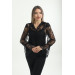 İç top detaylı dantel transparan bluz